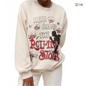 Daydreamer Cream and Red Rolling Stones Sweatshirt Size Small